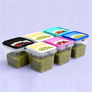 Hộp Nhựa Đựng Thực Phẩm Vuông 500ml Nắp Kín Chống Tràn Màu Vàng Nhập Khẩu - hình 2