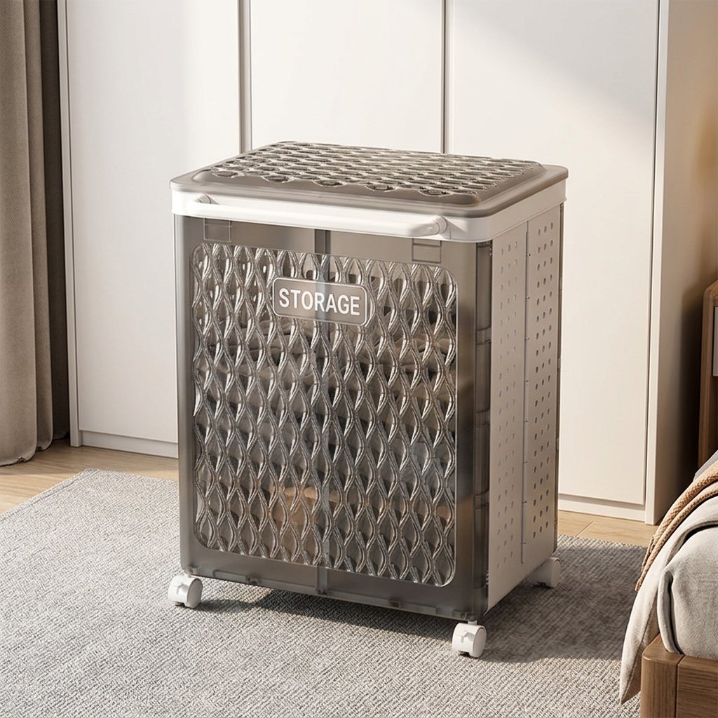 Thùng đựng đồ nhựa PP kéo 4 bánh đa năng có nắp chia ngăn Eco-friendly Thùng đựng đồ nhựa có bánh xe đặt cạnh giường ngủ.