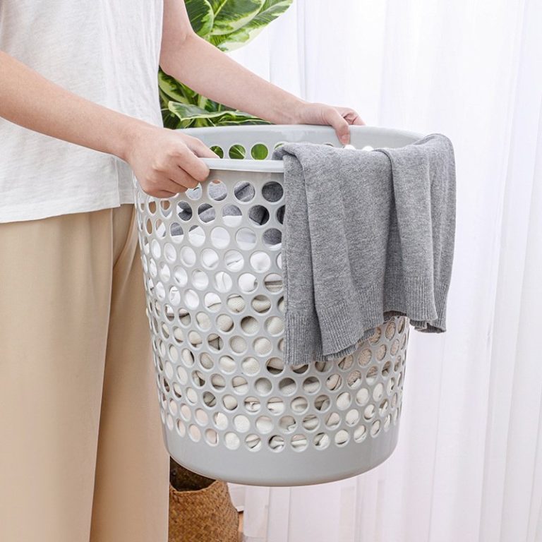 Trang chủ - gia công ép nhựa theo yêu cầu Giỏ đựng quần áo bẩn nhựa PP có nắp thoáng khí dung tích lớn 43L