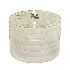 Hộp đựng thực phẩm nhiều tầng màu trắng ngà, nắp trong suốt.