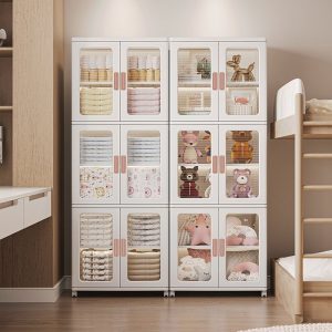 Tủ nhựa nhiều ngăn đặt trong phòng ngủ, đựng quần áo, đồ chơi.