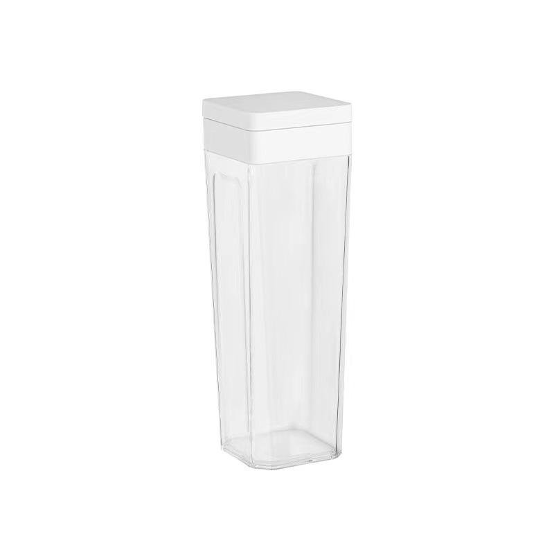 Hộp nhựa PP vuông kín khí đựng thực phẩm khô trong suốt tiện lợi Hộp đựng thực phẩm vuông, trong suốt, nắp trắng.