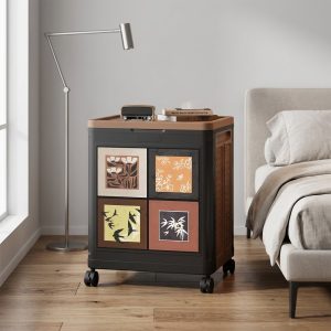 Hộp đựng đồ đa năng đặt cạnh giường, trang trí đẹp mắt, có bánh xe.