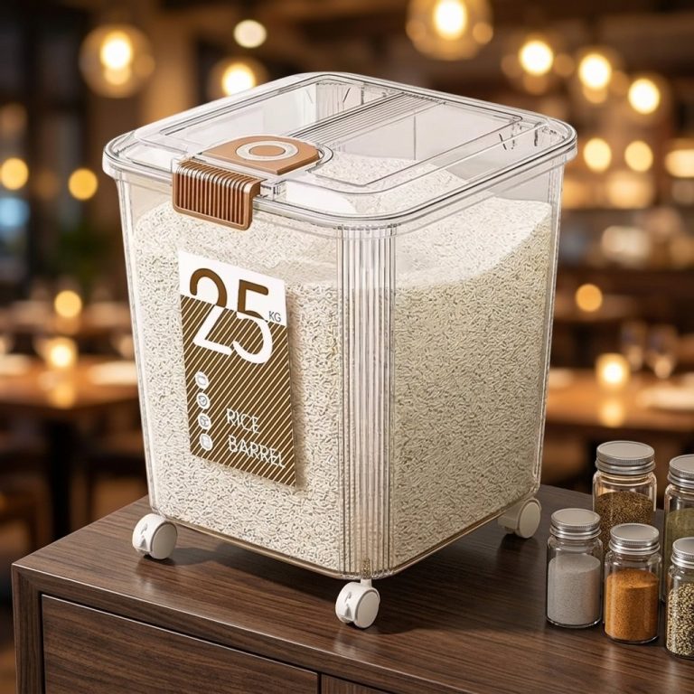 Trang chủ - gia công ép nhựa theo yêu cầu Thùng gạo thông minh nhựa PP dung tích lớn 25kg kín khí chống ẩm