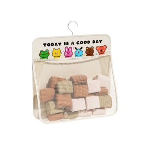 Túi lưới treo đựng đồ lót tất, in hình thú dễ thương, một ngăn lớn.