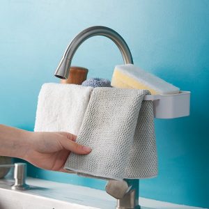 Kệ treo vòi nước đựng khăn và miếng bọt biển, tiện lợi cho nhà bếp