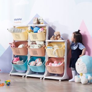 Kệ 3 tầng nhựa nhiều màu, đựng đồ chơi và thú bông cho bé gái