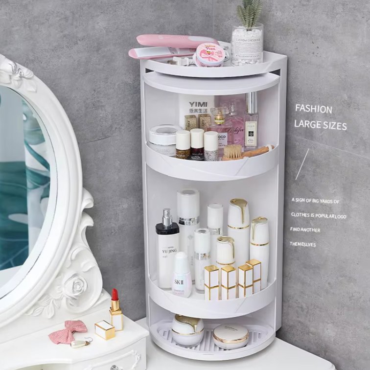 Trang chủ - gia công ép nhựa theo yêu cầu Kệ góc xoay 3 tầng nhựa ABS hiện đại đa năng tiết kiệm không gian