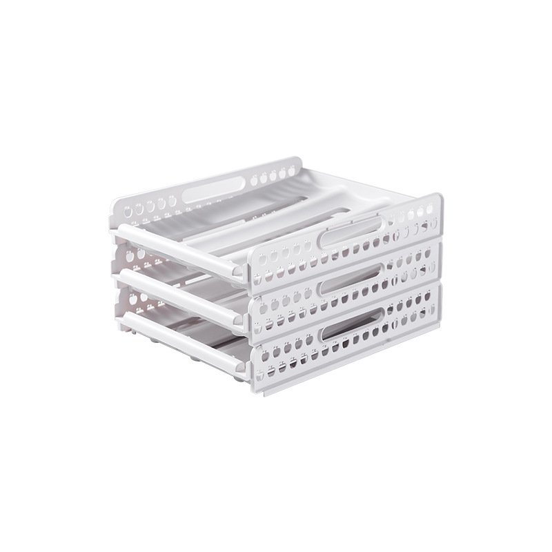 Hộp đựng trứng 3 tầng nhựa PP trắng tối giản, ngăn kéo tiện lợi cho tủ lạnh Hộp đựng trứng 3 tầng màu trắng, thiết kế tối giản.