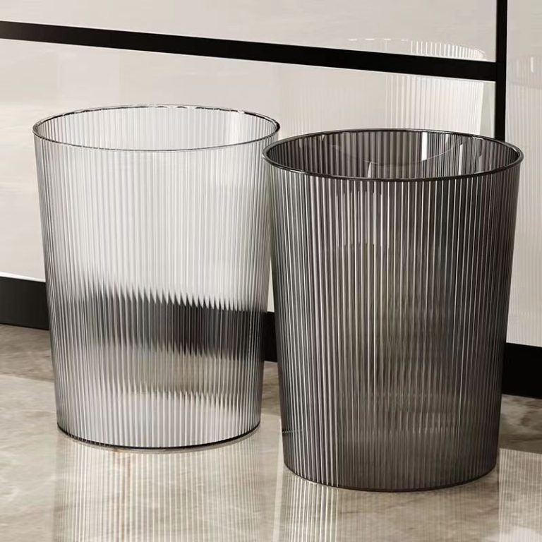 Trang chủ - gia công ép nhựa theo yêu cầu Thùng rác nhựa trong suốt sọc cao cấp đa năng dung tích lớn cho gia đình