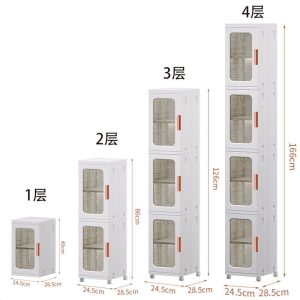So sánh kích thước các phiên bản tủ nhựa từ 1 đến 4 tầng.