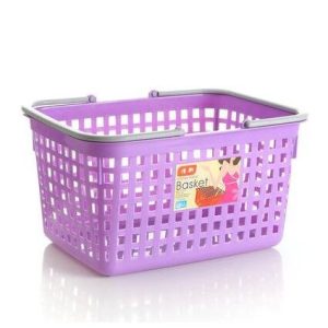 Giỏ nhựa PP 2 quai 25L đựng đồ đi chợ, siêu thị, lưu trữ đa năng Giỏ nhựa màu tím có tay cầm đôi, thiết kế lỗ thoáng khí.