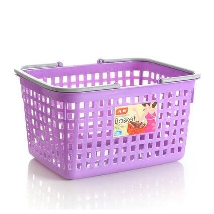 Giỏ nhựa PP 2 quai 25L đựng đồ đi chợ, siêu thị, lưu trữ đa năng Giỏ nhựa màu tím có tay cầm đôi, thiết kế lỗ thoáng khí.