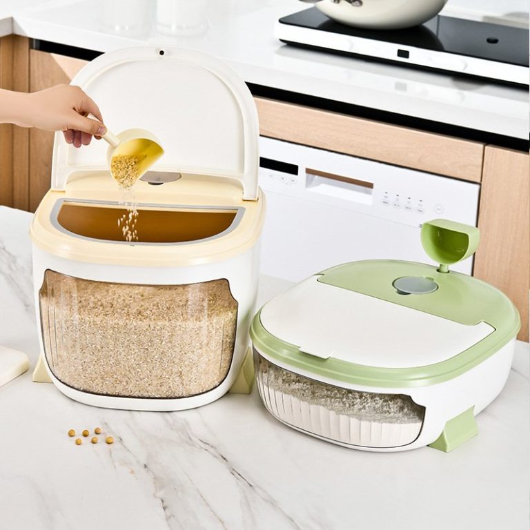 Trang chủ - gia công ép nhựa theo yêu cầu Thùng đựng gạo nhựa PET nắp bật chống ẩm mốc và côn trùng nhập khẩu