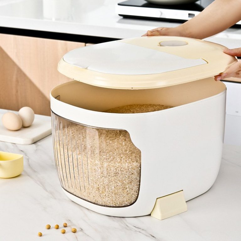 Trang chủ - gia công ép nhựa theo yêu cầu Thùng đựng gạo thông minh nhựa PET chống bụi ẩm dung tích lớn 15kg