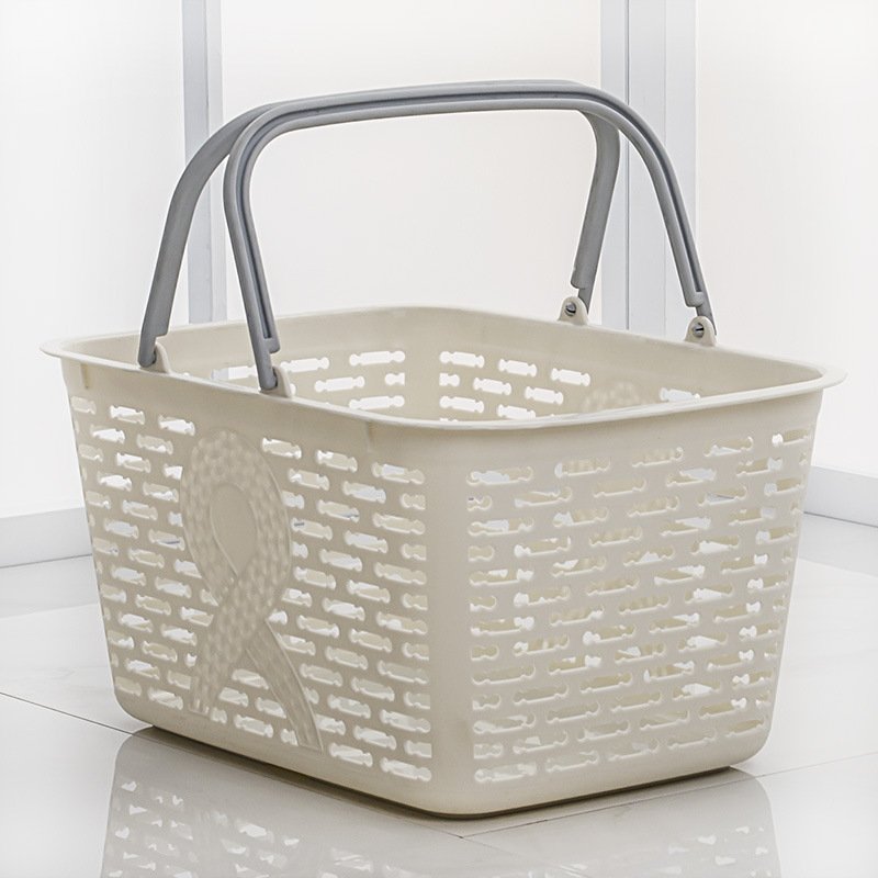Giỏ xách nhựa PP 2 quai 25L đựng rau củ, trái cây, đồ dùng gia đình Giỏ nhựa PP màu trắng kem với 2 quai xách chắc chắn.
