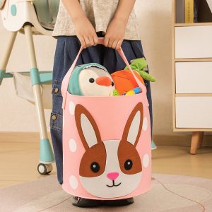 Giỏ vải nỉ mềm gấp gọn đựng đồ chơi, quần áo bẩn hình thỏ cho bé