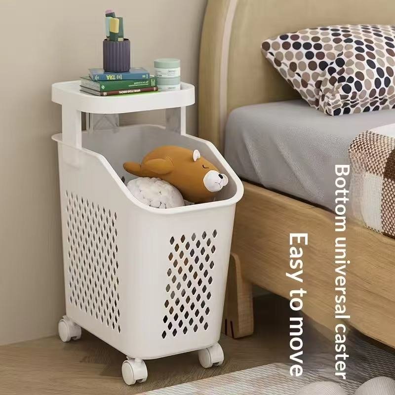Giỏ đựng đồ đa tầng nhựa PP có bánh xe tiện lợi cho phòng tắm, phòng ngủ Giỏ nhựa đa năng có bánh xe, đặt cạnh giường, đựng thú bông và quần áo.