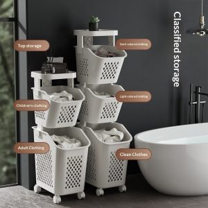 Giỏ đựng đồ nhiều tầng, phân loại quần áo, đặt cạnh bồn tắm