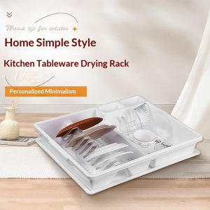 Kệ úp bát đĩa nhựa PP đa năng kích thước lớn cho bếp gia đình Kệ úp bát đĩa phong cách tối giản đặt trong không gian bếp