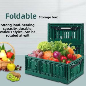 Thùng nhựa đựng đầy rau củ quả tươi, thiết kế gập mở tiện lợi