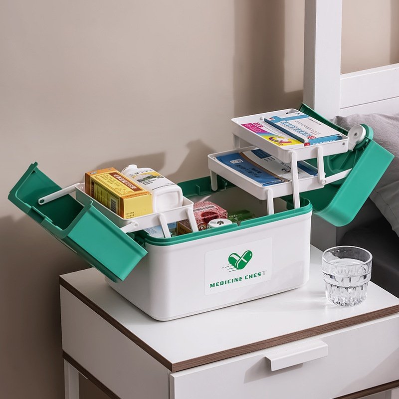 Hộp nhựa PP đựng thuốc y tế gia đình đa năng dung tích lớn tiện lợi Hộp y tế mở ra nhiều ngăn, chứa đầy đủ thuốc và dụng cụ y tế.