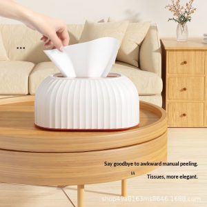 Hộp đựng khăn giấy nhựa cao cấp sọc vàng đồng cho phòng khách, phòng tắm Hộp khăn giấy đặt trên bàn phòng khách, dễ dàng lấy giấy chỉ với một tay.