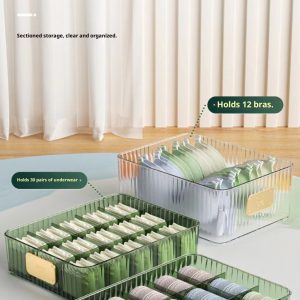 Hộp đựng lớn, có thể chứa 12 áo ngực và 30 quần lót, thiết kế trong suốt.