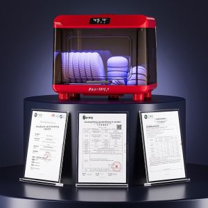 Kệ sấy bát đĩa mini đỏ kèm các giấy chứng nhận chất lượng