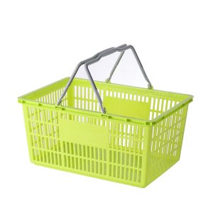 Giỏ xách nhựa PP cao cấp dung tích lớn đi chợ, siêu thị, đựng đồ đa năng Giỏ nhựa màu xanh lá với tay cầm nhựa màu xám