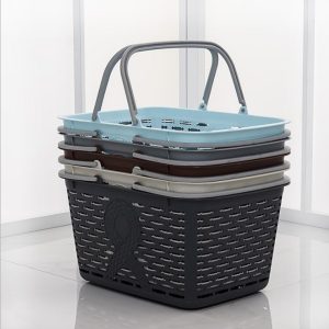 Giỏ xách nhựa PP 2 quai đa năng 25L đựng rau củ quả, đồ dùng gia đình Bốn giỏ nhựa xếp gọn gàng, nổi bật với thiết kế lỗ thoáng khí.