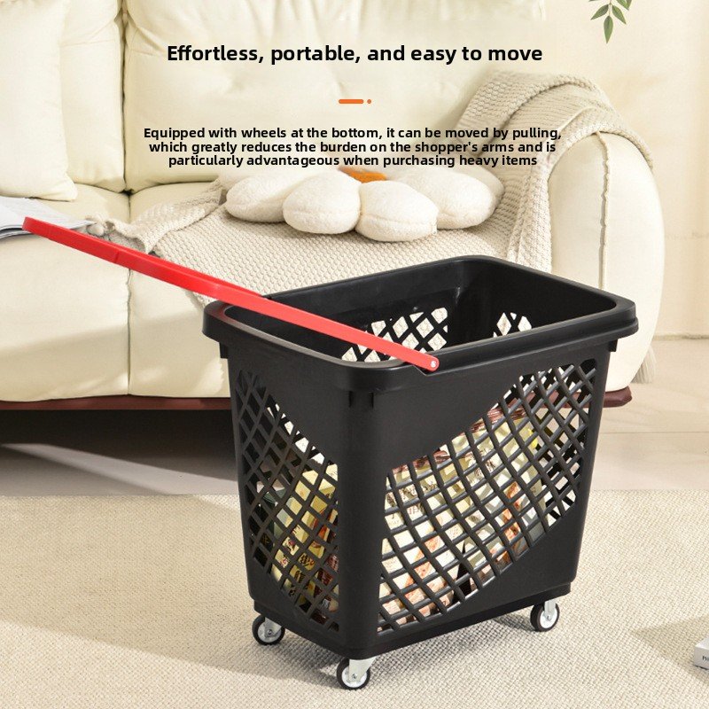Giỏ đựng hàng siêu thị nhựa PP có bánh xe đa năng 60L tiện lợi Giỏ đựng hàng với tay kéo dài, dễ dàng di chuyển nhờ bánh xe.
