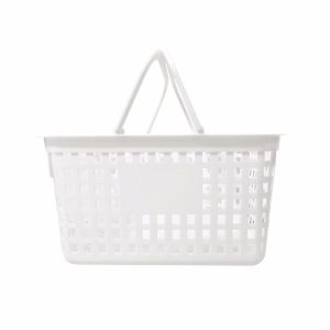 Giỏ nhựa trắng nhìn ngang, thiết kế lưới thoáng khí