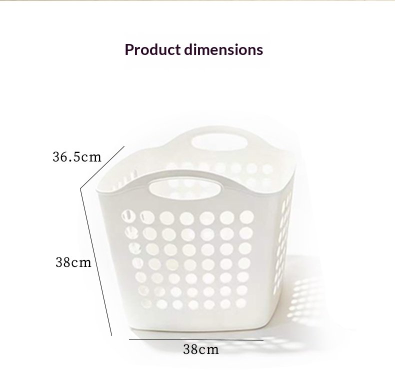 Giỏ đựng quần áo nhựa PP thiết kế lỗ thoáng khí dung tích lớn 38L Kích thước giỏ nhựa: 38x38x36.5cm, màu trắng, có tay cầm hai bên.