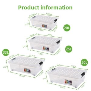 Thông tin kích thước các loại hộp: 20L, 25L, 33L, 50L.