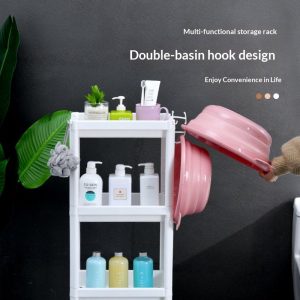 Kệ nhựa có móc treo chậu đôi tiện lợi, để nhiều chai lọ.