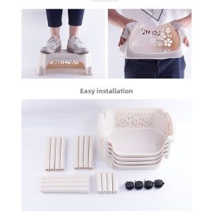 Bộ linh kiện kệ nhựa 3 tầng và minh họa lắp ráp dễ dàng