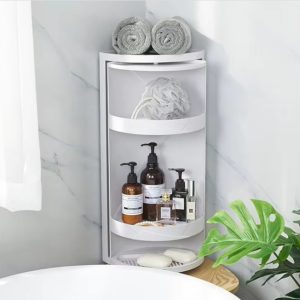 Kệ góc xoay 3 tầng nhựa ABS hiện đại đa năng tiết kiệm không gian Kệ góc 3 tầng đặt trong phòng tắm, để khăn, sữa tắm và các vật dụng vệ sinh cá nhân.