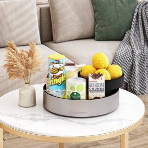 Kệ đựng gia vị đa năng xoay 2 tầng thép không gỉ cho nhà bếp tiện dụng Kệ xoay 2 tầng đựng bánh kẹo, snack và đồ ăn vặt trong phòng khách