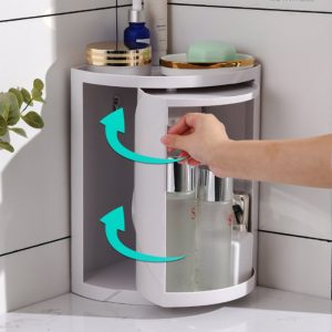 Kệ góc xoay nhựa PP 3 tầng đa năng tiết kiệm diện tích phòng tắm