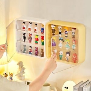 Kệ treo tường nhựa ABS trong suốt 3 tầng chống nước trưng bày đồ mini