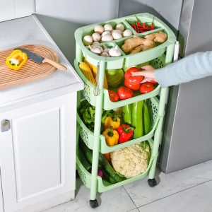 Kệ nhựa đa năng nhiều tầng có bánh xe, đựng đồ gia dụng, rau củ, đồ chơi