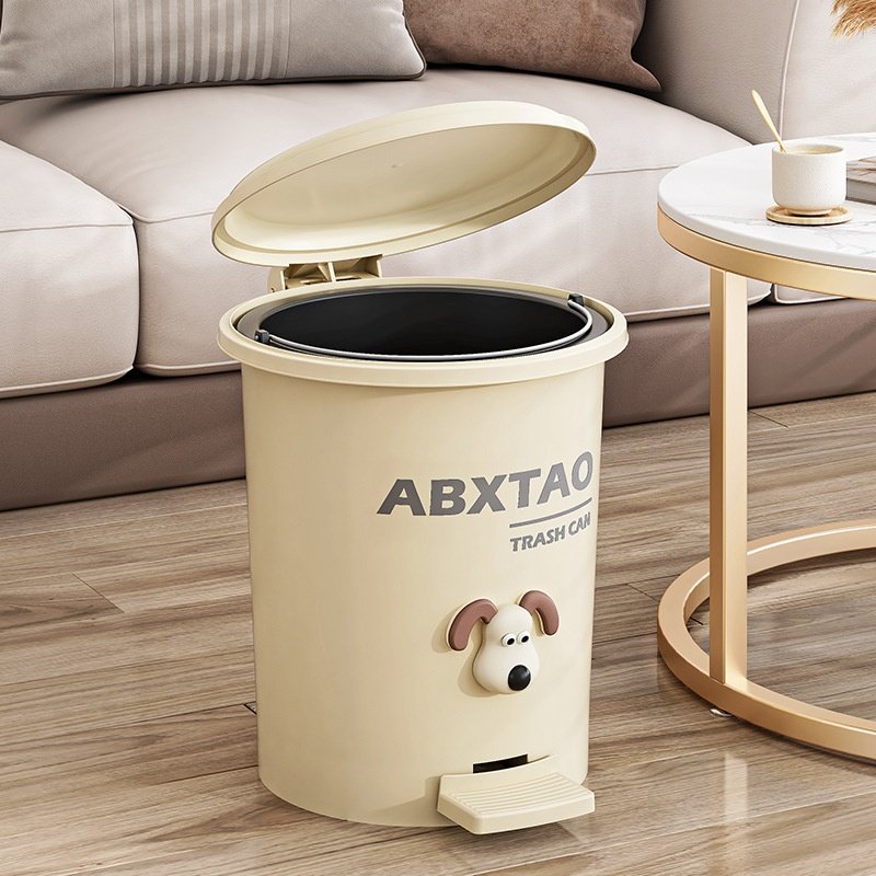 Thùng rác đạp chân nhựa PP dung tích lớn cho phòng khách, phòng ngủ Thùng rác mở nắp bằng bàn đạp chân, lộ rõ phần bên trong.
