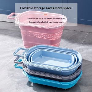 Ba giỏ đựng đồ xếp chồng, thể hiện khả năng gấp gọn.