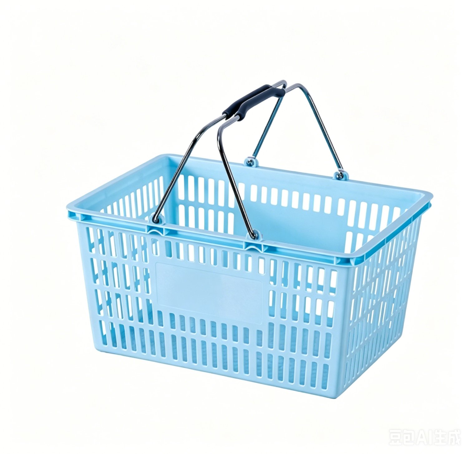Giỏ xách đi chợ nhựa PP tay cầm kim loại đa năng 25L màu vàng Giỏ nhựa màu xanh dương nhạt, tay cầm kim loại, thiết kế đơn giản.