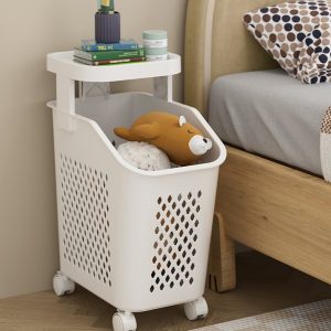 Giỏ đựng đồ giặt nhựa PP đa tầng có bánh xe tiết kiệm không gian Một tầng giỏ đựng đồ dùng làm kệ đầu giường, đựng thú bông và sách