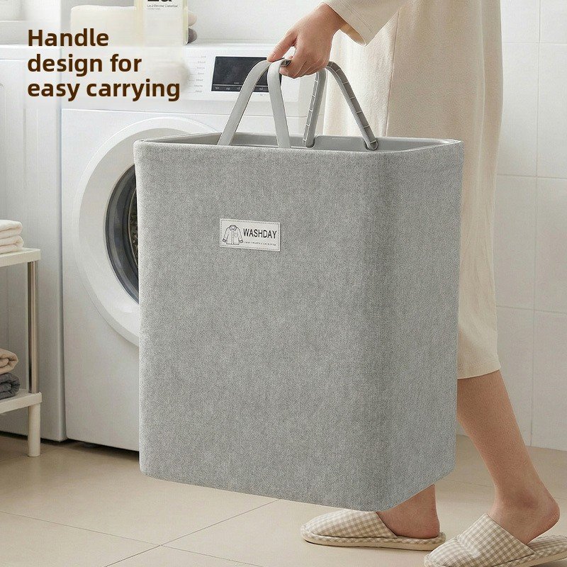 Giỏ đựng quần áo vải cotton linen dung tích lớn gấp gọn tiện lợi Người cầm giỏ đựng quần áo với tay cầm tiện lợi.