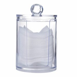 Hộp nhựa acrylic trong suốt cao cấp đựng mỹ phẩm và trang sức xếp chồng Hộp tròn trong suốt đựng bông tẩy trang, nắp tròn dễ mở