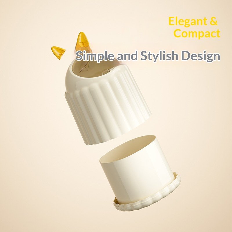 Thùng rác mini để bàn nhựa PP 4L nắp bật hình mèo tiện lợi cho gia đình Cấu tạo thùng rác gồm hai phần, dễ tháo lắp và vệ sinh.