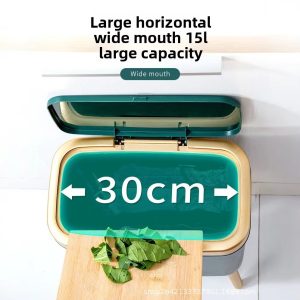 Thùng rác nhựa PP cao chân 12L nắp nhấn giữ vệ sinh cho gia đình Miệng thùng rác rộng 30cm, dung tích lớn 15L.